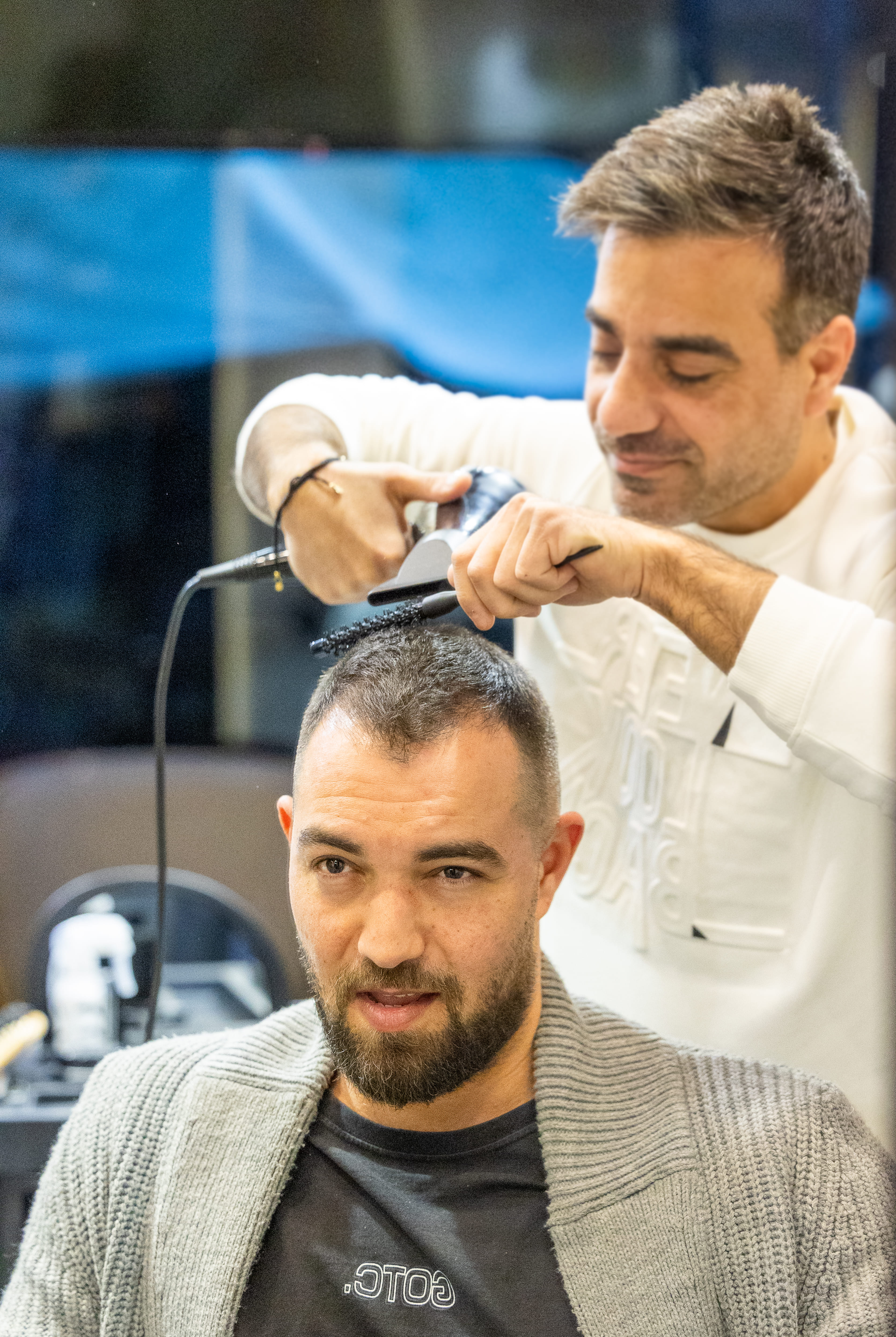 Professional Barber at Work